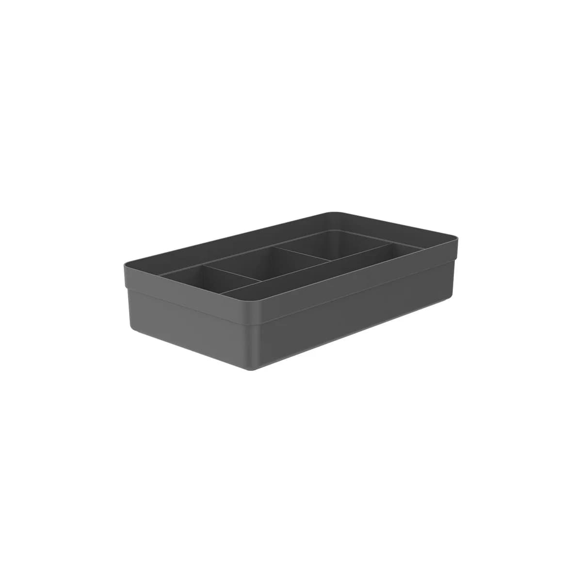 Organizador de gavetas Ou 4 divisórias Linha Logic — Chumbo