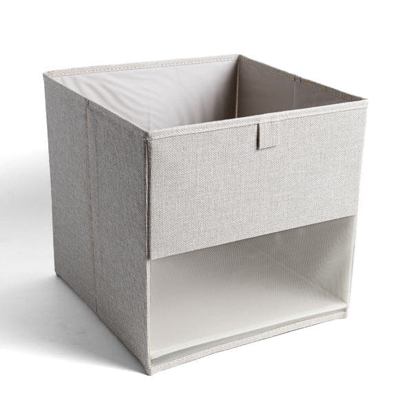 Organizador Dobrável Linho Bege 31x31x31cm com Visor Modu Oikos