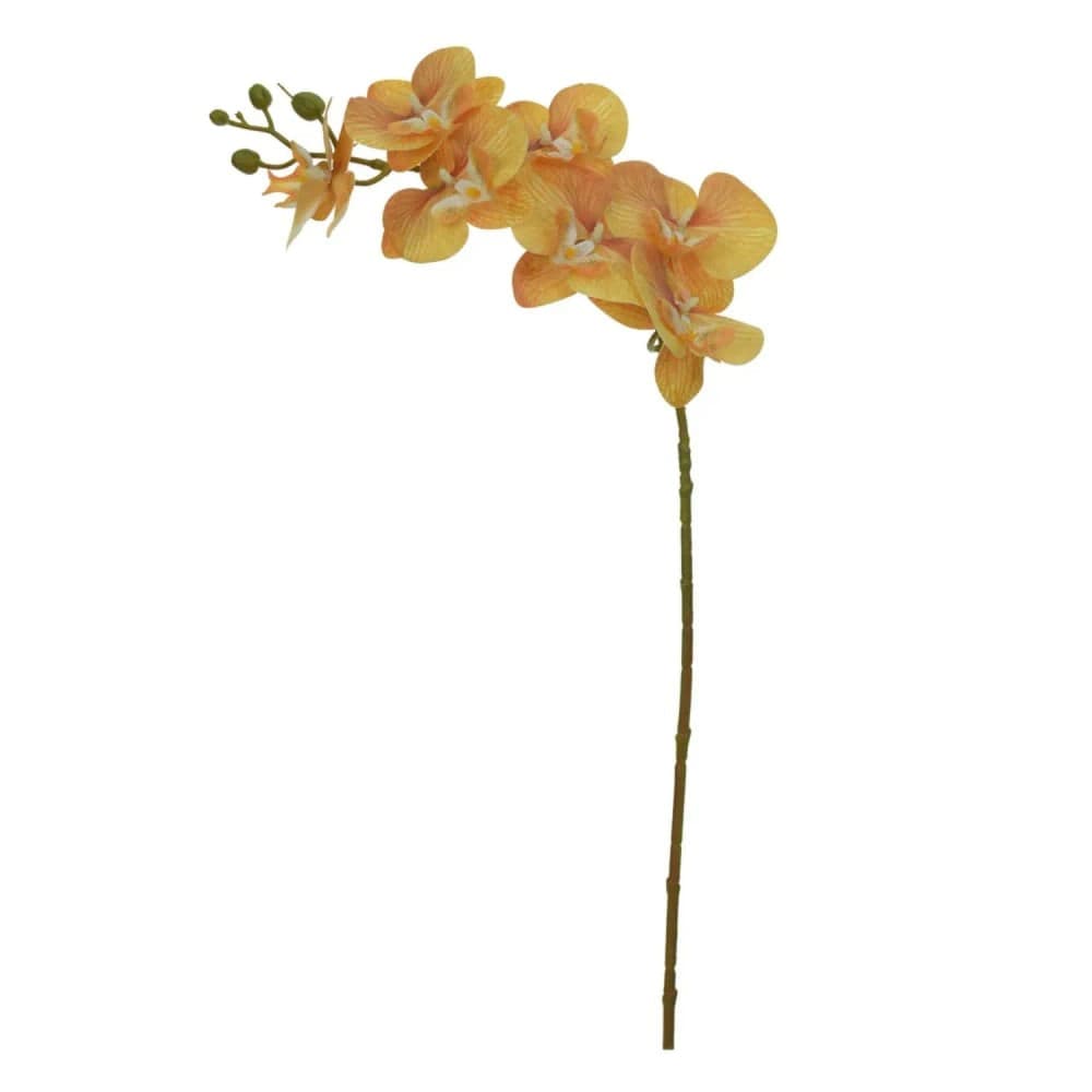 Orquídea Phalaenopsis Artificial 80cm Haste Laranja Outono - Florarte