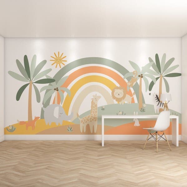 Painel de Parede de Poliéster e PVC Safari Colorido 2,9x3m Muse