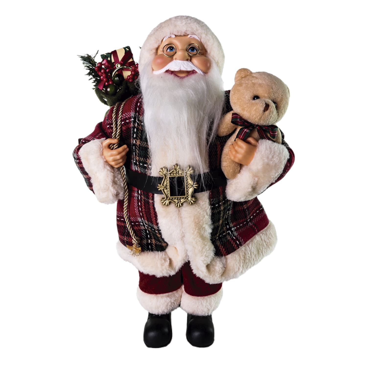 Papai Noel Urso Xadrez 40cm Vermelho - Yangzi