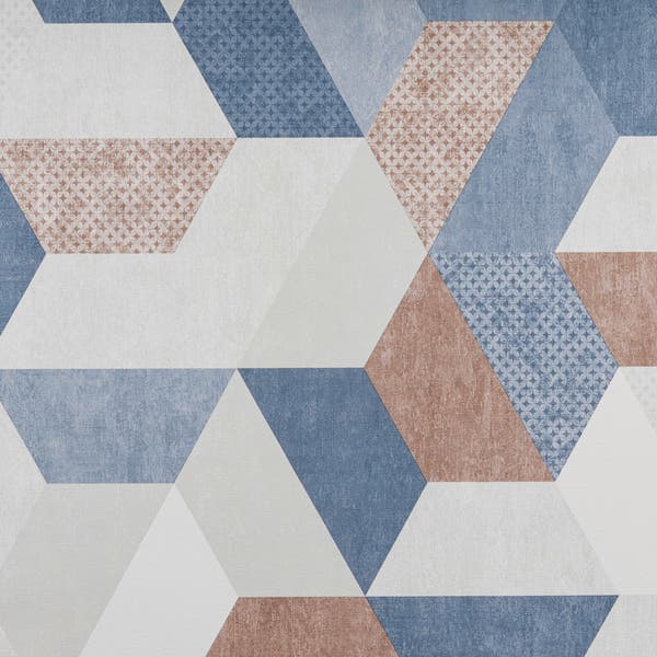 Papel de Parede Vinil Azul e Cinza 0,52x10m Tokfix
