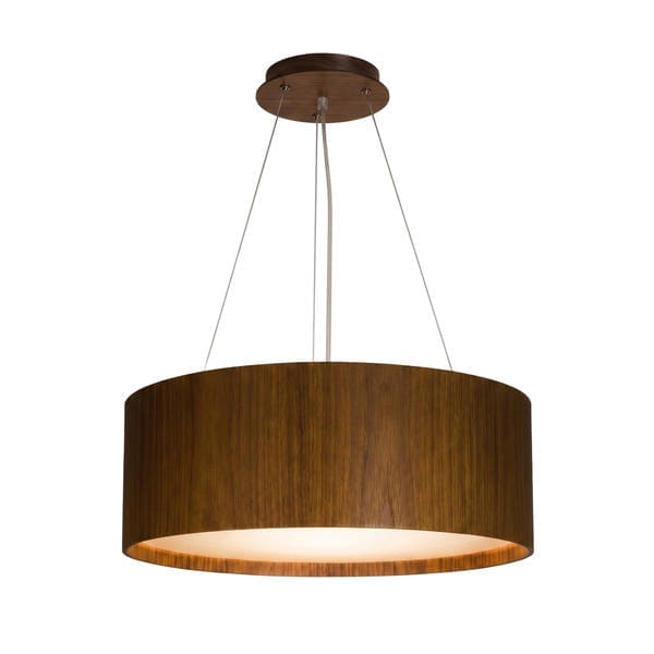 Pendente Cilíndrico 3 Lâmpadas Madeira Imbuia Home Center