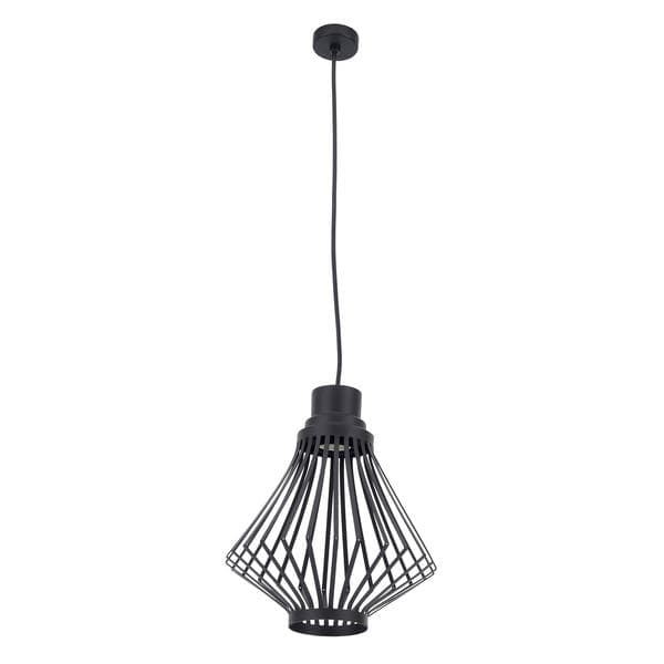 Pendente Cônico 1 Lâmpada Metal Preto Mandarim Metaldomado