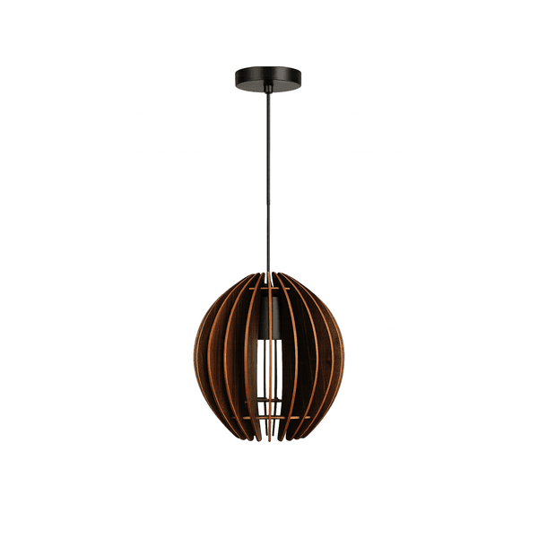 Pendente Redondo 1 Lâmpada MDF Nogueira Orbit