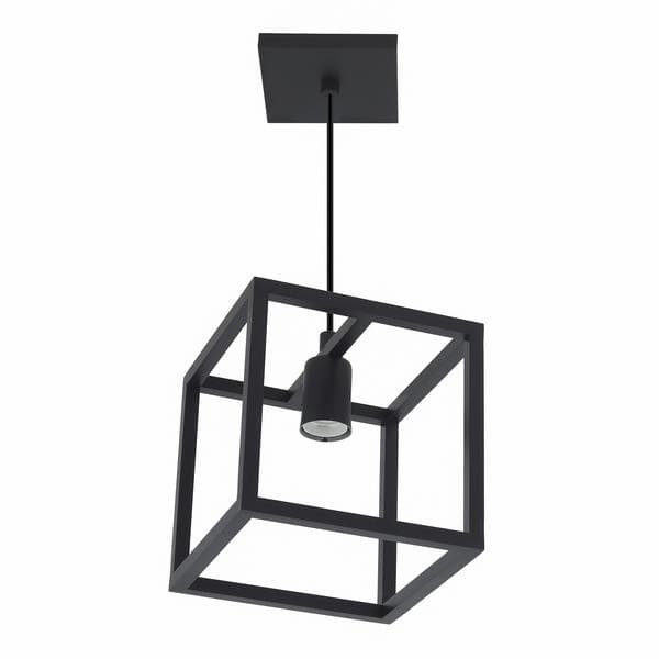 Pendente Retangular 1 Lâmpada Metal Preto Quadrado Pantoja & Carmona