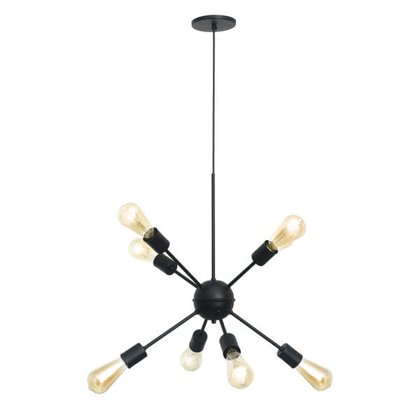 Pendente Sputnik 8 Lâmpadas Metal Preto Sputnik Auremar
