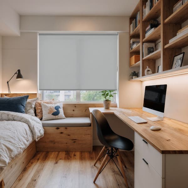 Persiana Rolô Blackout Astella Poliéster Cinza 1,60x1,60m Inspire