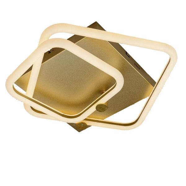 Plafon LED Dourado Aço Space Square Double 36W LLUM Bronzearte