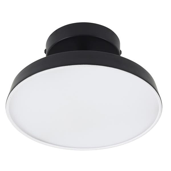 Plafon LED Redondo Preto 23cm Plástico e Aço Ret Hevvy