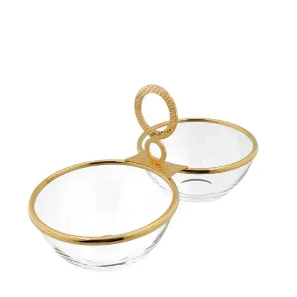 Porta-Aperitivo Duplo Sarezzo Ouro 24K Riva — Única