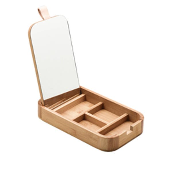 Porta Cosméticos em Bambu 25cm Natural Oikos