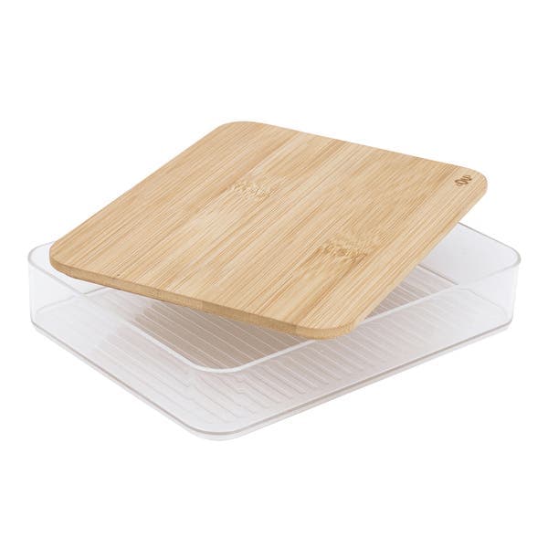Porta Frios Simples Clear Fresh com Tampa de Bambu 1L OU