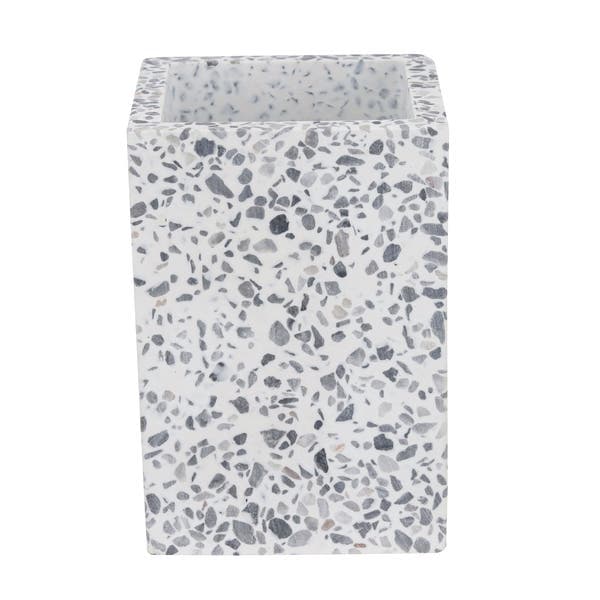 Porta Objetos de Bancada para Banheiro Pedra Branco Terrazo Sensea
