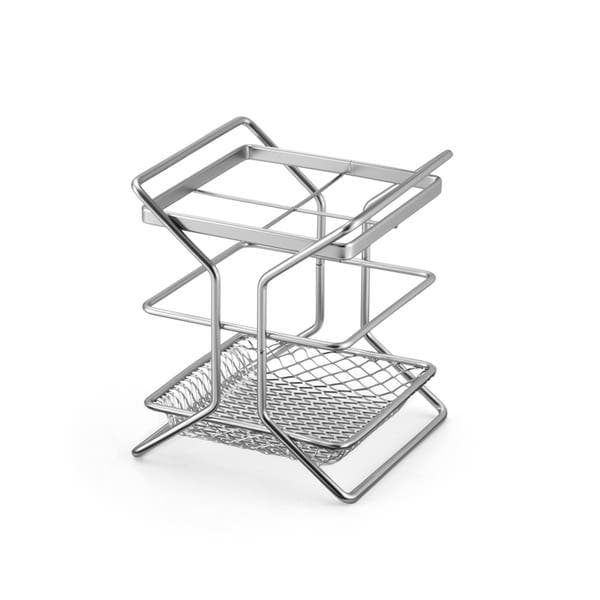 Porta Talheres de Metal com Divisórias 24 Peças Cromo Fosco Arthi