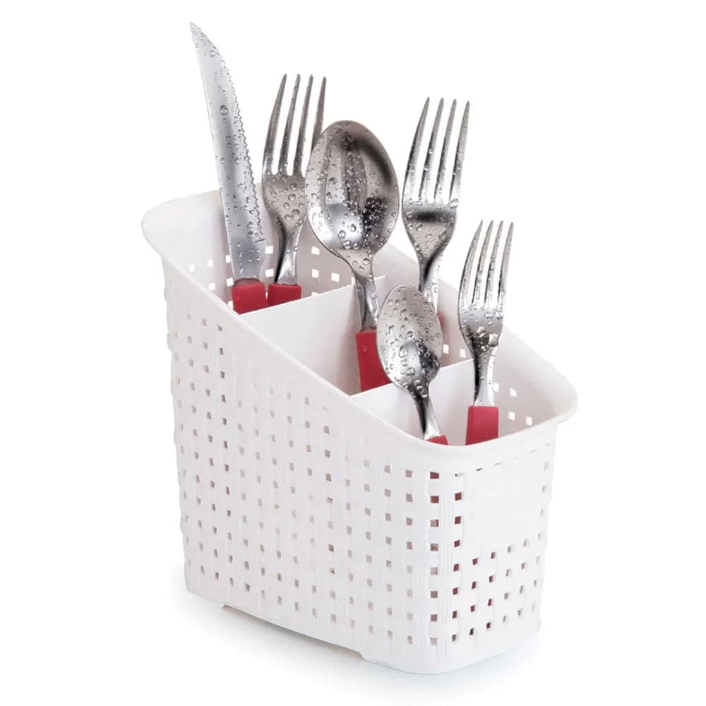 Porta Talheres Rattan Branco - Nitron