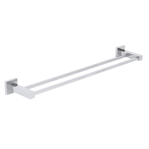 Porta Toalha de Banho Duplo de Metal Cromado 63cm Square Stoc