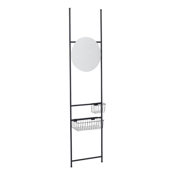 Porta Toalha Escada Aço Tali Preto 190x45cm com Cesto E2G