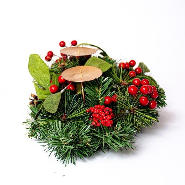 Porta Vela de Natal para Mesa Plástico Metal Ouro 15x15cm Cromus