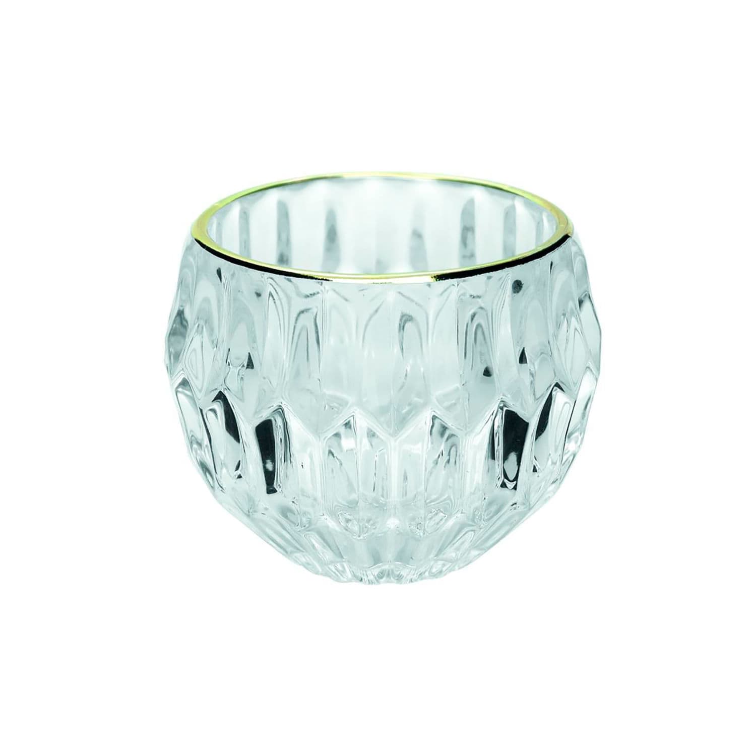 Porta Velas Facetado 7,5x6cm Transparente - Magizi