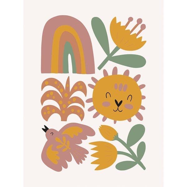 Poster Happy Multicolorido 30x40cm Arte Própria