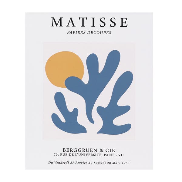 Pôster Matisse Blue Leaf Multicolorido 50x40cm Outlet dos Quadros