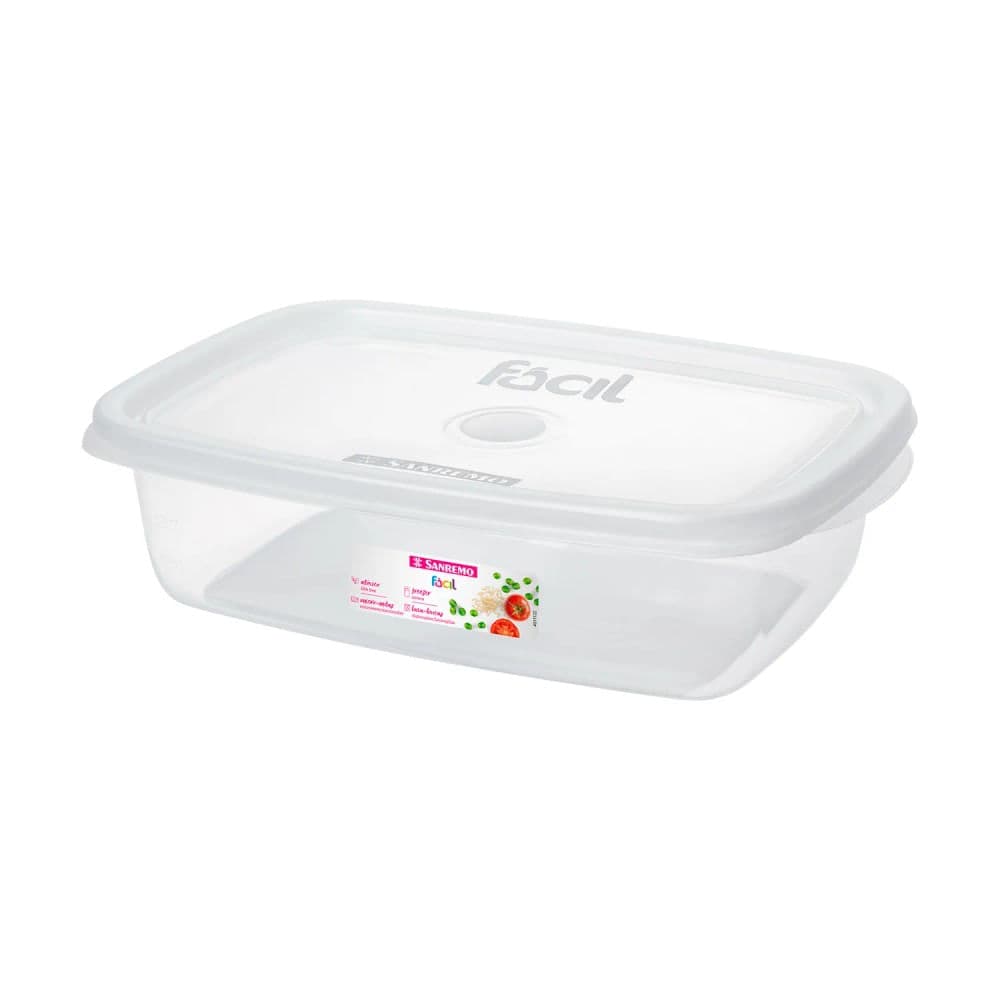 Pote de Plástico Retangular Fácil Branco 785mL - Sanremo
