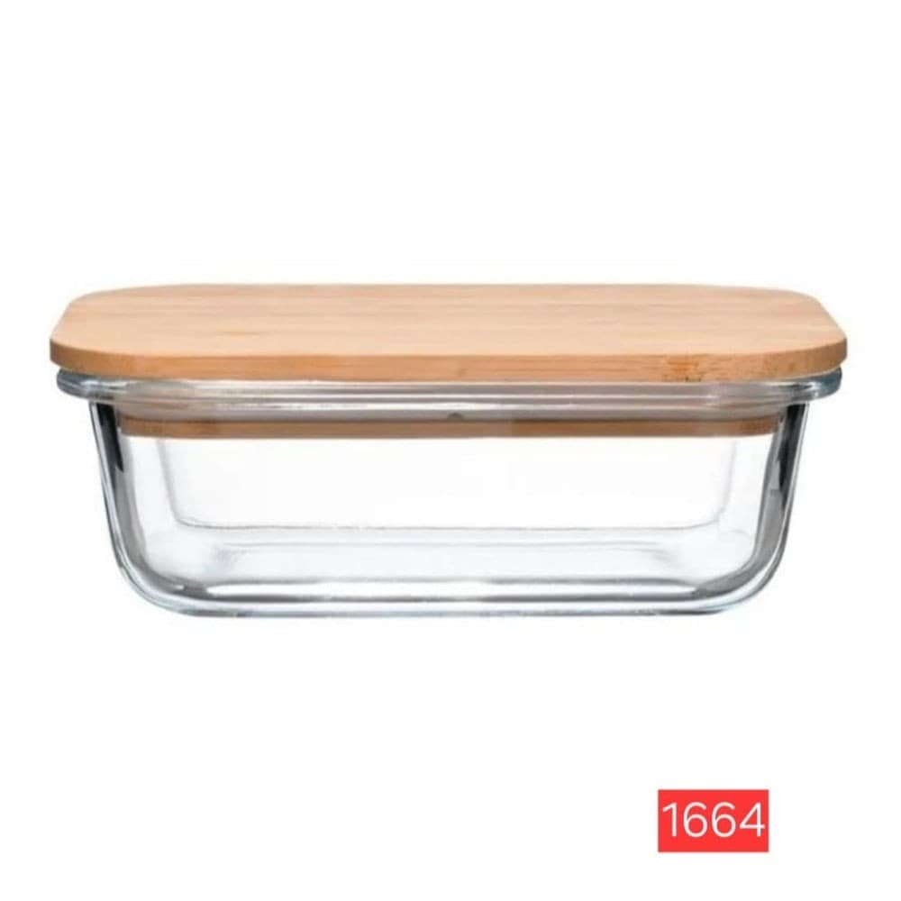 Pote Hermético de Vidro com Tampa De Bambu 395mL - Dolce Home