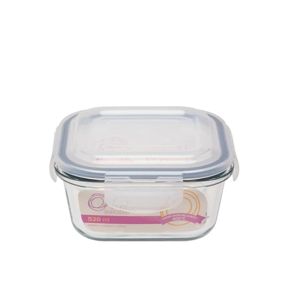 Pote Hermético de Vidro Quadrado 520mL - Oxford