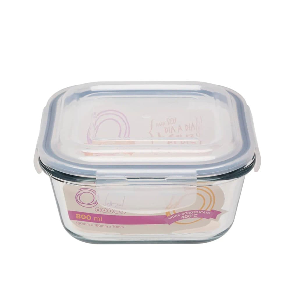 Pote Hermético de Vidro Quadrado 800mL - Oxford