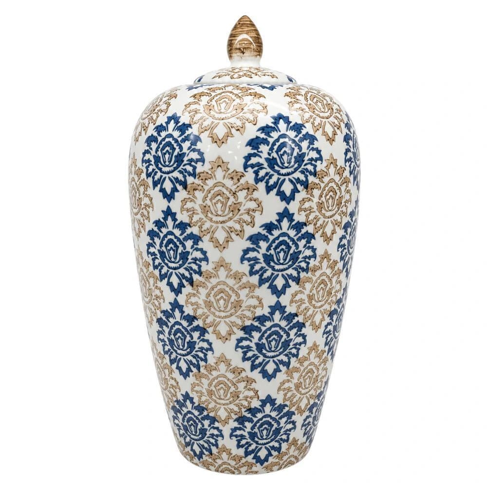 Potiche de Porcelana Arabesco Bege 40x20cm