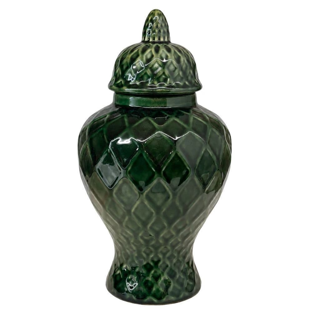 Potiche de Porcelana com Tampa Siena Verde Escuro 40cm
