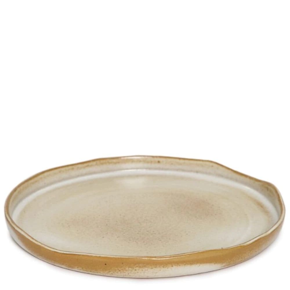 Prato com Borda de Cerâmica Off White 25cm