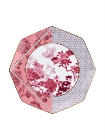 Prato de Pão Regency Damasky Pink Floral 17cm - Tea Delight