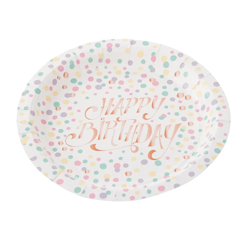 Prato Descartável Happy Birthday 10 Unidade 18cm Candy - Silver Plastic