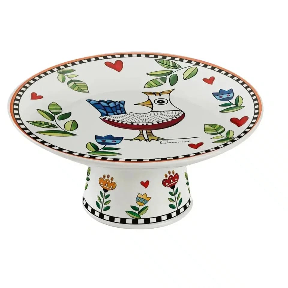Prato P/ Bolo com Pé 19x9cm Laranja Cocorico - Egan Italy