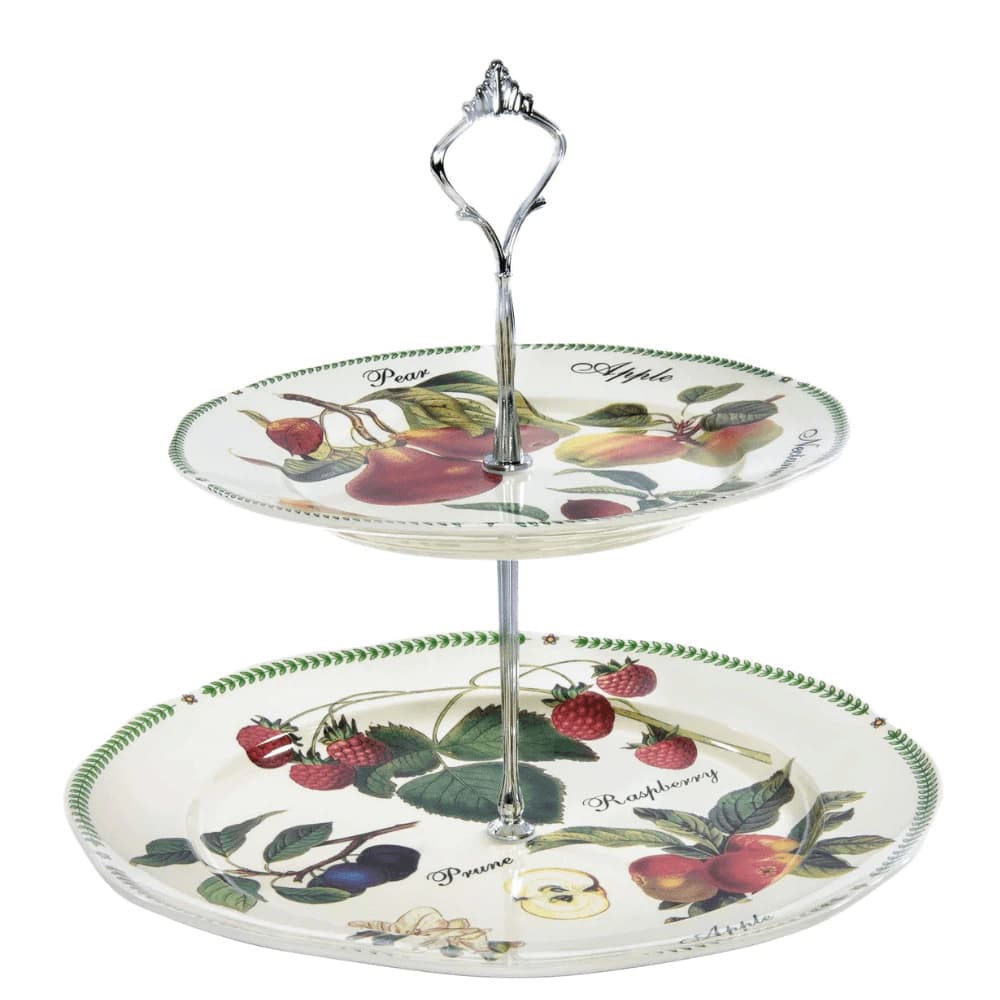 Prato para Doces de Porcelana Frutti Italiani 2 Andares 28x26cm