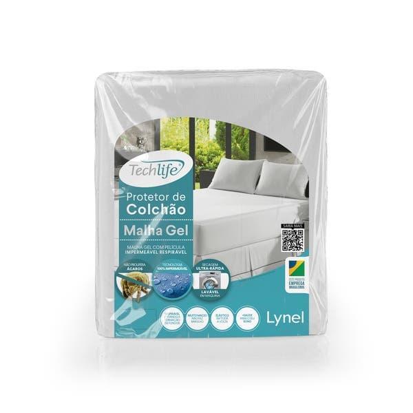 Protetor de Colchão Solteiro Malha Gel Poliéster Branco Lynel