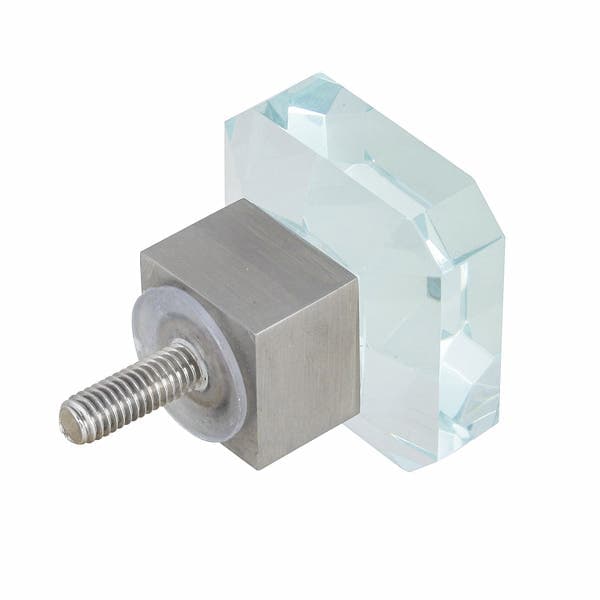 Puxador para Móveis Aço inox e Vidro Lapidado 35mm Incolor