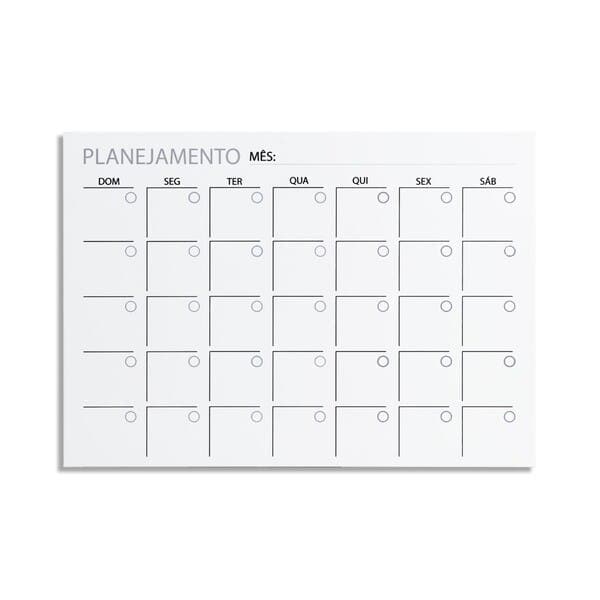 Quadro de Aviso Calendário Mês Branco 70x50cm