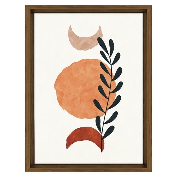 Quadro Decorativo Floral Luas com Moldura Preta Retangular 40x30cm