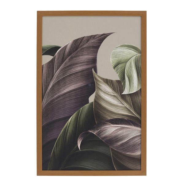 Quadro Decorativo Folhagem 1 Bege com Vidro 40x60cm Arte Própria