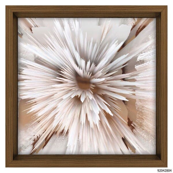 Quadro Flor de Luz Marrom e Branco com Vidro 30x30cm Tropical