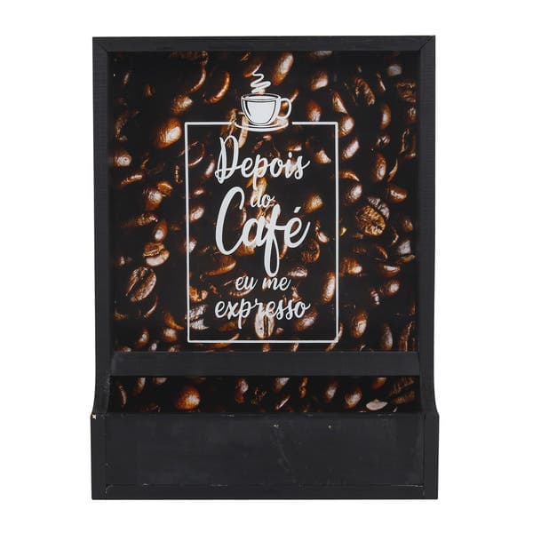 Quadro Porta Cápsulas Depois Do Café Marrom com Vidro 28x38cm Kapos