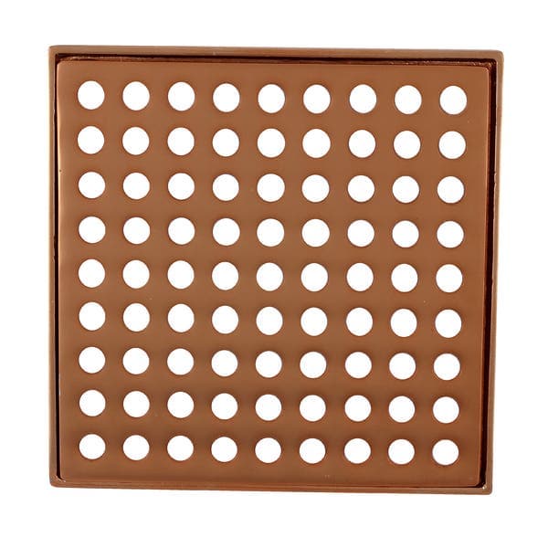 Ralo Simples de Banheiro 15x15cm Latão Rose Gold Quadrado Fani