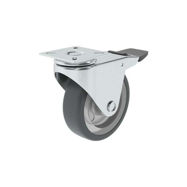 Rodízio de Plástico com Freio Cinza 100mm até 40kg Standers