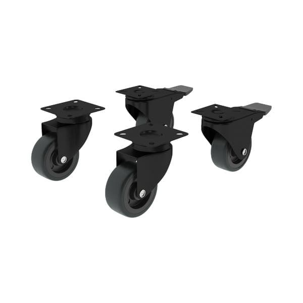 Rodízio de Plástico com Freio Preto 75mm até 60kg Standers