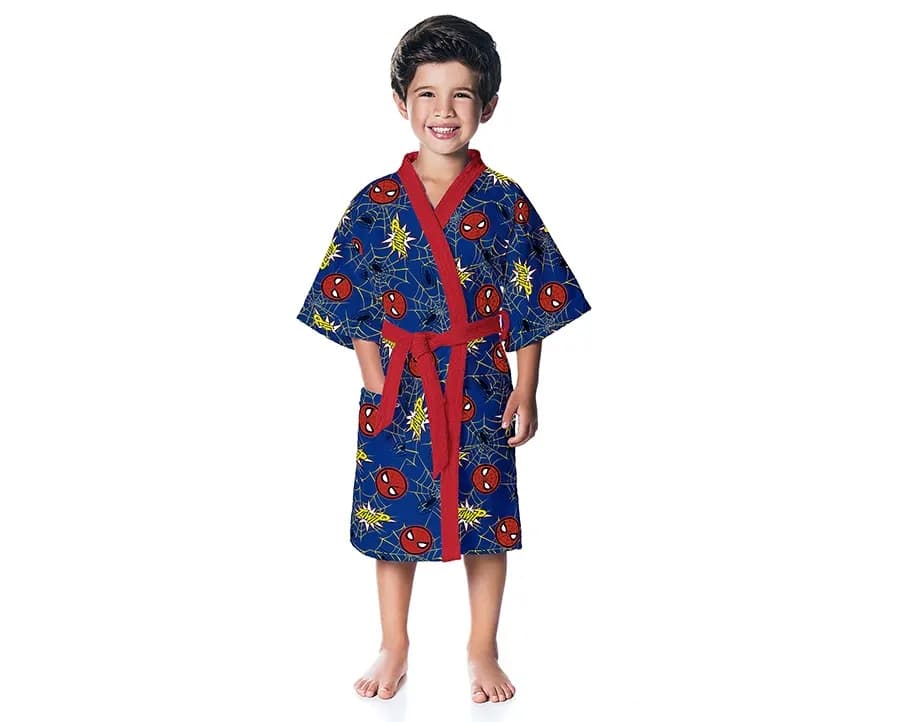 Roupão de Banho Lepper Spider Man - Tamanho P - 04 a 06 Anos