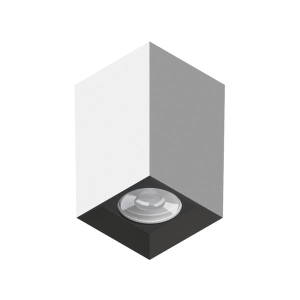 Spot de Sobrepor Quadrado Branco Recuo Preto Tower Save Energy