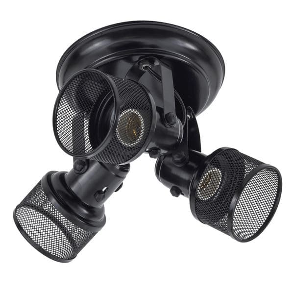 Spot Sobrepor Cilíndrico 3 Lâmpadas M.A Luz Lanterna Preto